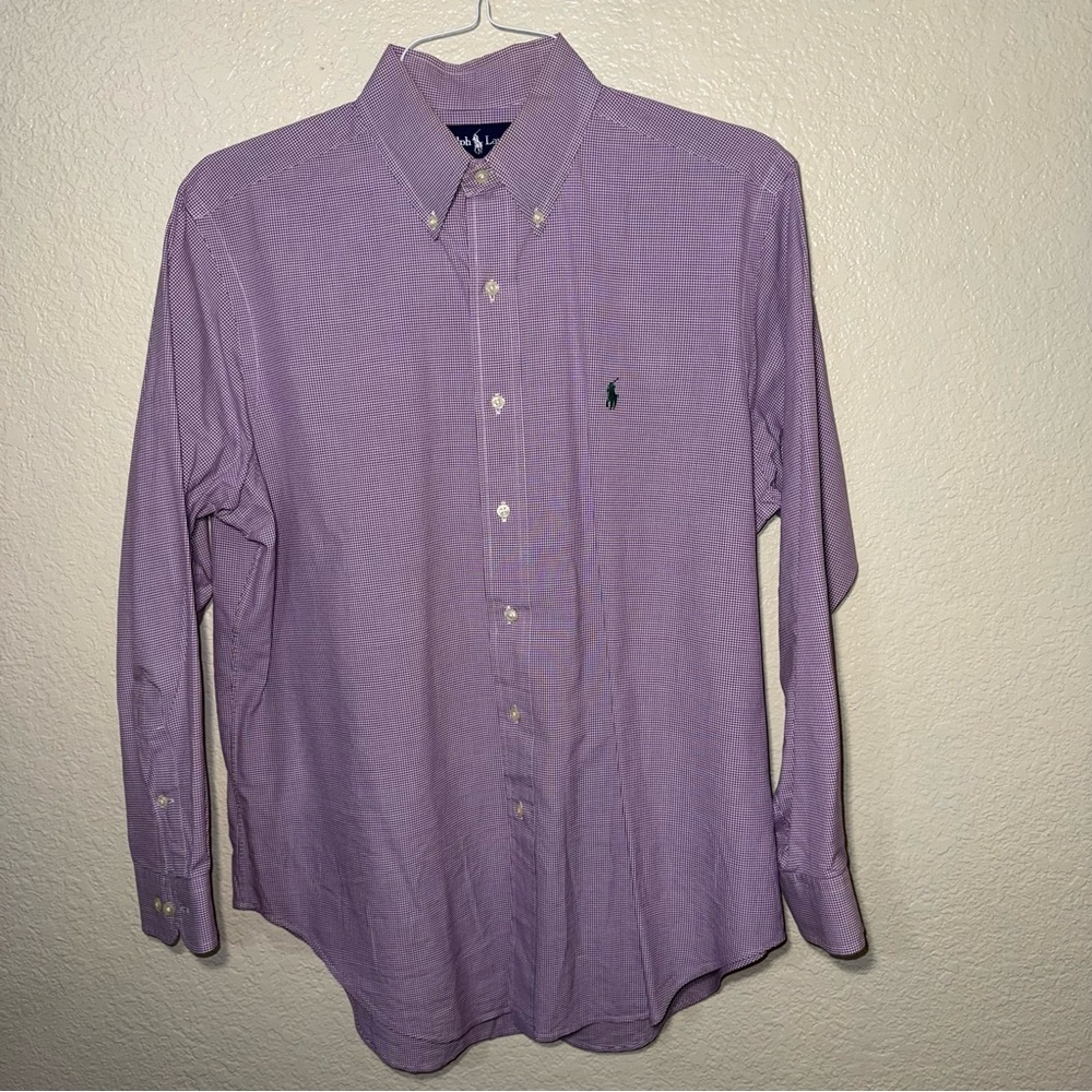 Ralph Lauren Purple Gingham Button Up Shirt Men’s 16 32/33 Preppy Oxford